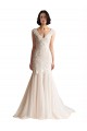 Sweep Train Ivory & Champagne Sleeveless Mermaid Low Back Wedding Dress Leeds