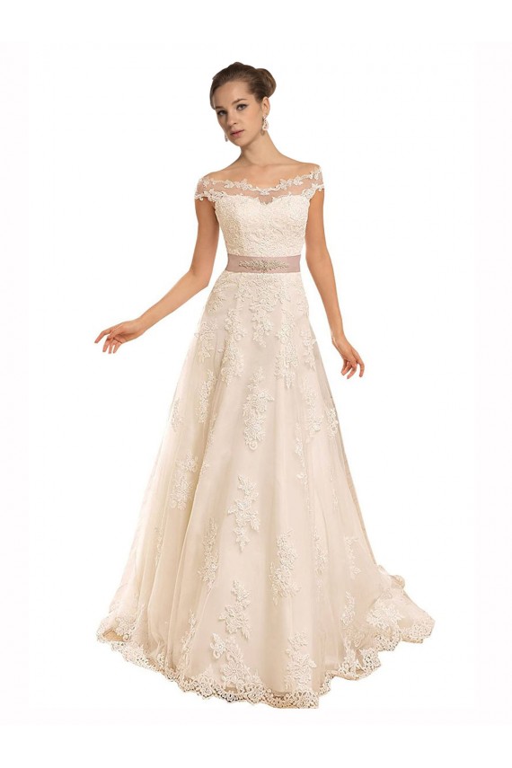 Chapel Train Ivory Sleeveless A-Line Beach Wedding Dress Leeds