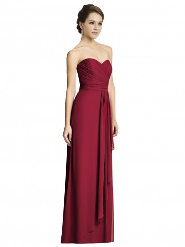Long Burgundy Sleeveless A-Line Side Slit Formal Dress / Bridesmaid Dress Leeds