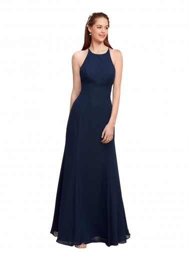 Long Dark Navy Sleeveless Mermaid Prom Dress / Bridesmaid Dress Leeds