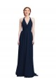 Long Dark Navy Sleeveless A-Line Chiffon Formal Dress / Bridesmaid Dress Leeds