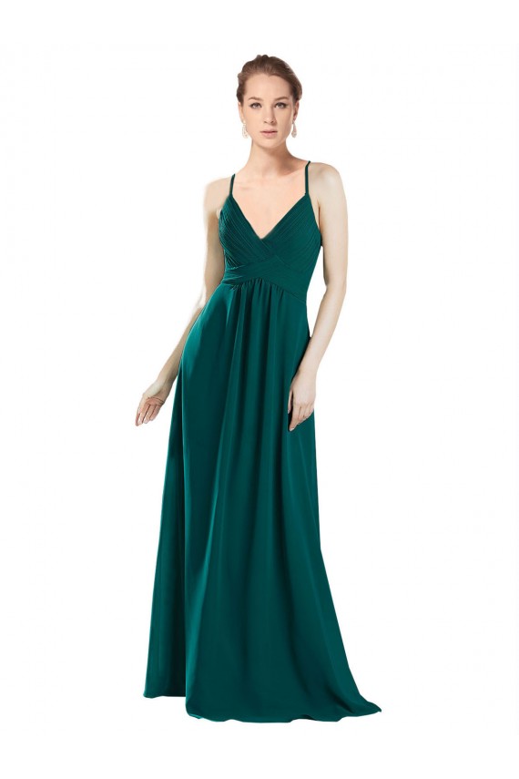 Long Hunter Sleeveless A-Line Keyhole Back Bridesmaid Dress / Evening Dress Leeds