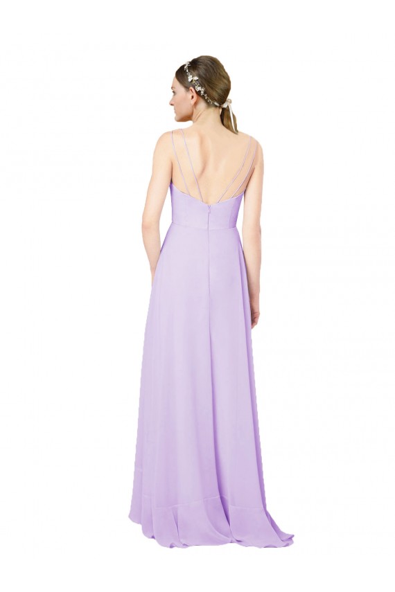 Long Lilac Sleeveless Sheath Open Back High Low Bridesmaid Dress Leeds