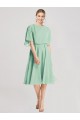 Knee Length Mint Green Flutter Sleeves A-Line Tie Back Bridesmaid Dress Leeds