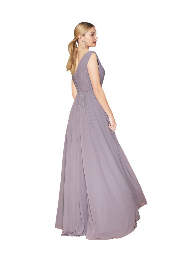Long Dusty Rose Sleeveless A-Line V-Back Formal Evening Gown / Prom Dress / Bridesmaid Dress Leeds