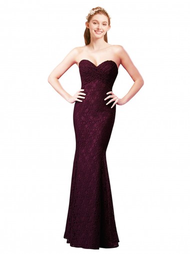 Long Grape Sleeveless A-Line Lace Bridesmaid Dress Leeds