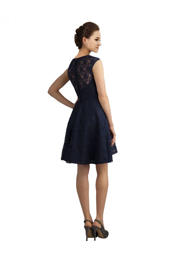 Knee Length Dark Navy Sleeveless A-Line Bridesmaid Dress / Evening Dress Leeds