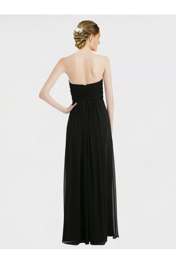 Long Black Sleeveless A-Line Low Back Bridesmaid Dress Leeds