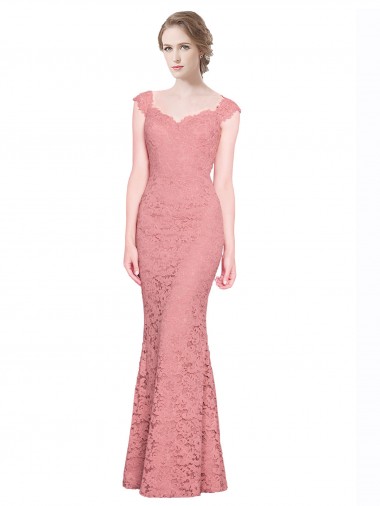 Long Salmon Sleeveless Mermaid Prom Dress / Bridesmaid Dress Leeds