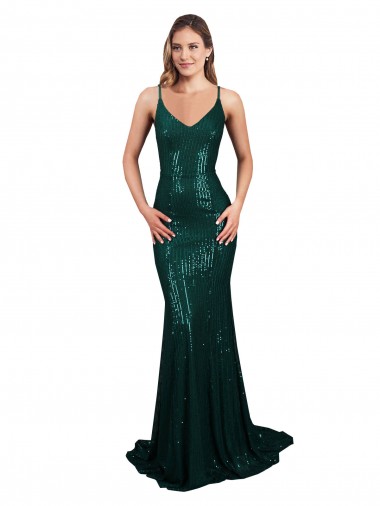 Long Dark Green Sleeveless Mermaid Low Back Formal Evening Gown / Prom Dress / Bridesmaid Dress Leeds