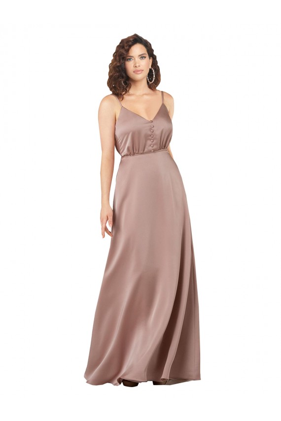 Long Dusty Pink Sleeveless A-Line Formal Evening Gown / Bridesmaid Dress Leeds
