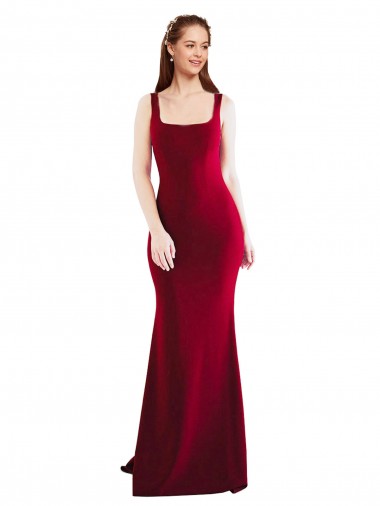 Long Burgundy Sleeveless Mermaid Formal Evening Gown / Prom Dress / Bridesmaid Dress Leeds