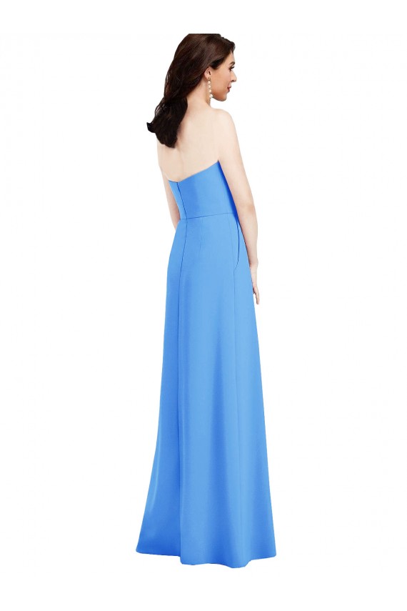 Long Peacock Blue Sleeveless Trumpet Low Back Semi Formal Evening Dress / Prom Dress / Bridesmaid Dress Leeds