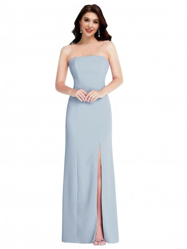Long Light Sky Blue Sleeveless A-Line Low Back Formal Evening Gown / Prom Dress / Bridesmaid Dress Leeds