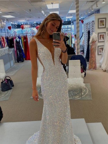 Sweep Train Sleeveless Sheath Velvet Sequin Prom Dress / Evening Dress Leeds