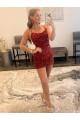 Short Burgundy Sleeveless Sheath Velvet Sequin Prom Dress / Evening Dress Leeds