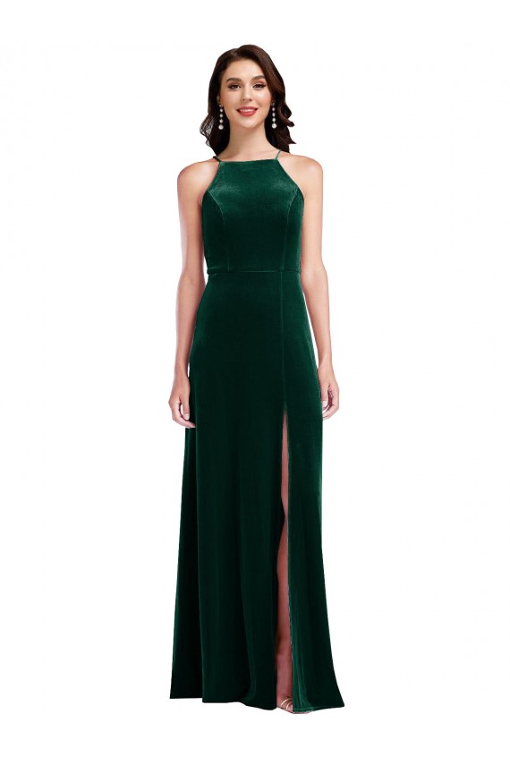 Long Dark Green Sleeveless A-Line Semi Formal Evening Dress / Prom Dress / Bridesmaid Dress Leeds