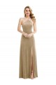 Long Champagne Sleeveless A-Line Open Back Semi Formal Evening Dress / Prom Dress / Bridesmaid Dress Leeds